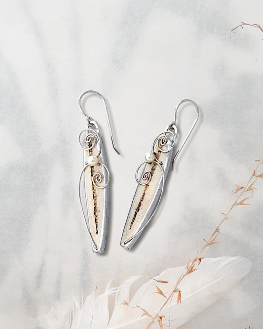 Earrings, 'Vines' - silver