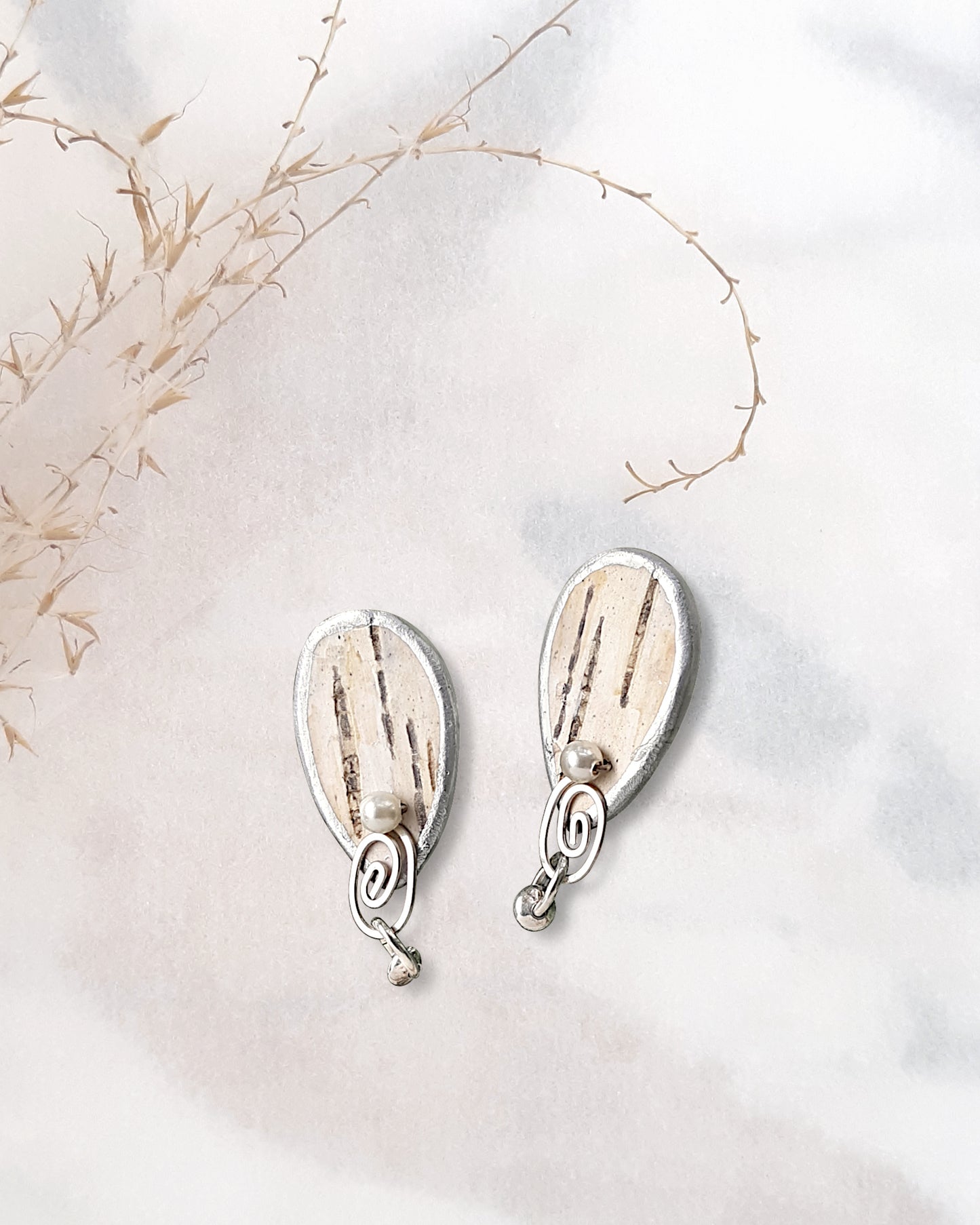 Post Earrings, 'Dewdrop' - silver