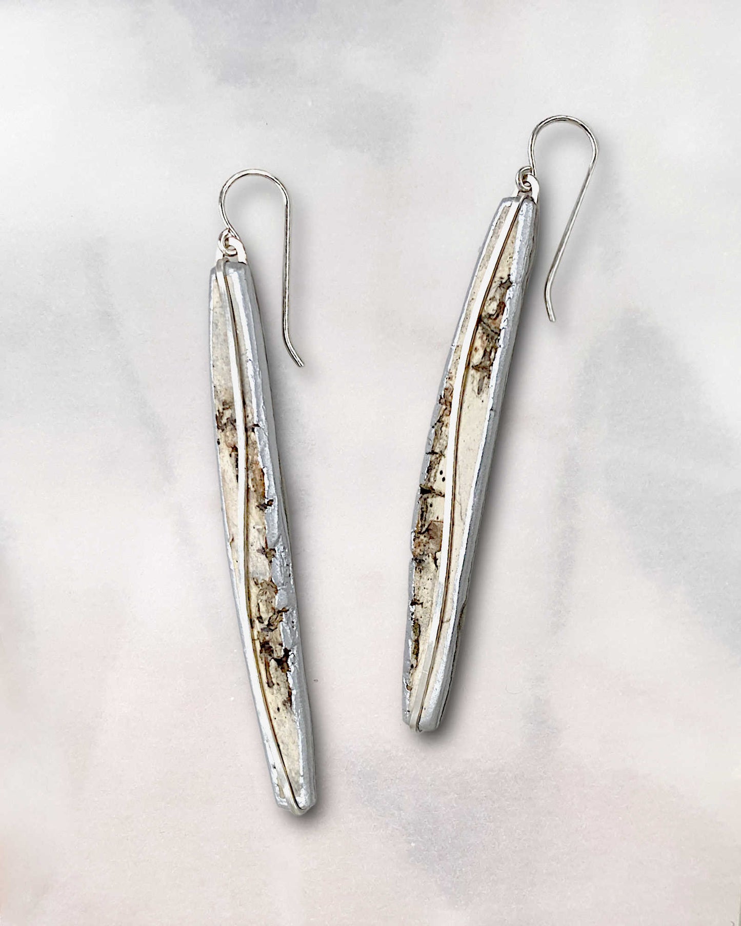 Earrings, 'Reed' - silver